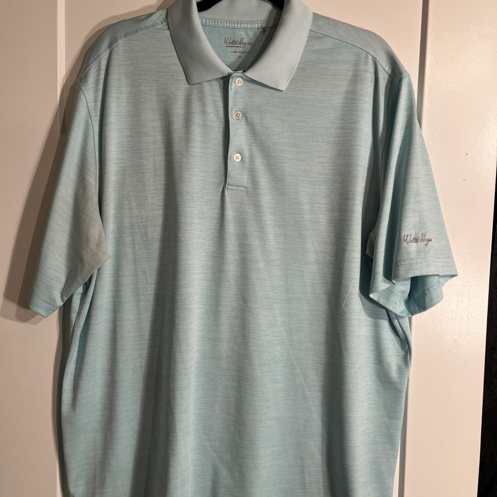 Walter Hagen Essentials Golf Performance Mens Polo Shirt Teal Striped XL